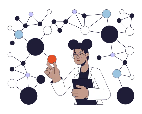 Female Scientist studying molecules  Illustration