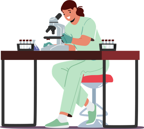 Female Scientist Testing Dairy Production in Laboratory  Illustration