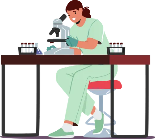 Female Scientist Testing Dairy Production in Laboratory  Illustration