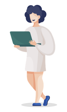 Female Scientist with Laptop  Illustration