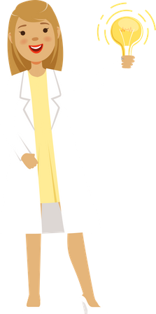 Female scientist with research idea Illustration