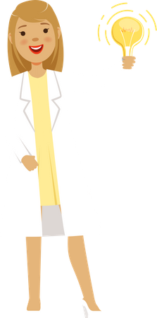 Female scientist with research idea  Illustration