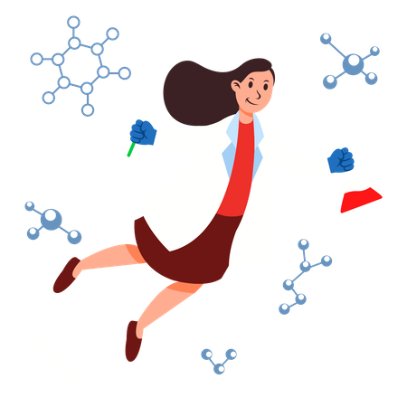 Female scientist work on experiment research  Illustration