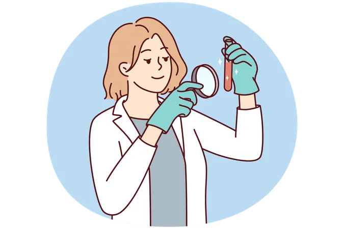Female scientist work with tube in laboratory  Illustration