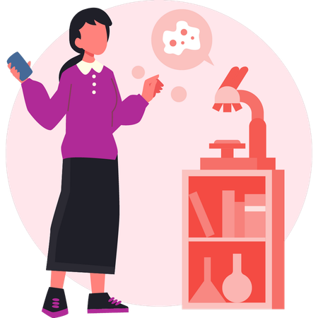 Female scientist working on genetics  Illustration