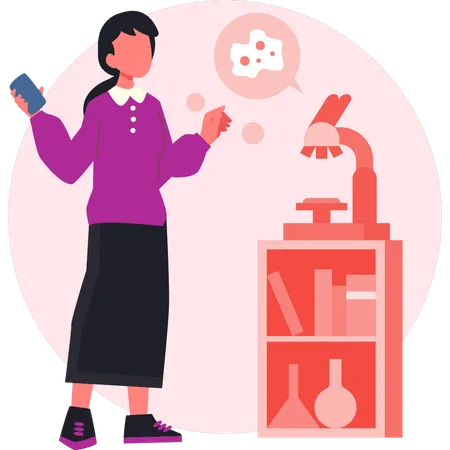 Female scientist working on genetics  Illustration