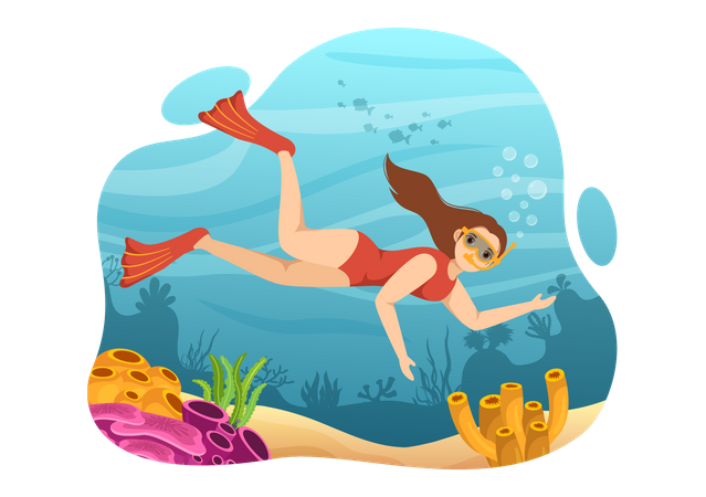 Female scuba diver Illustration