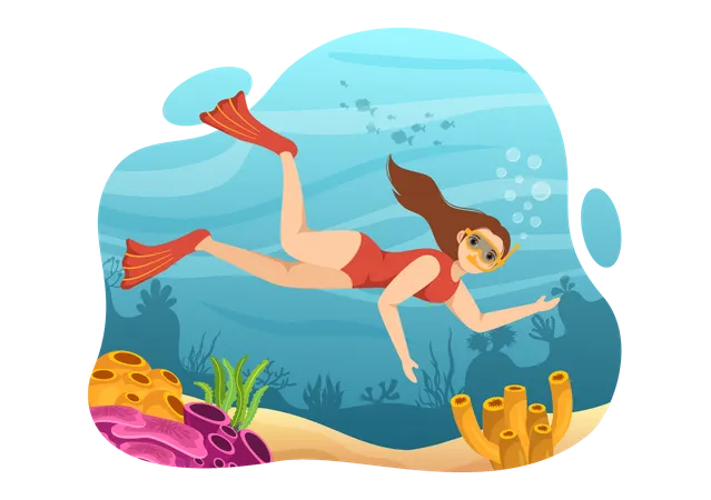 Female scuba diver  Illustration