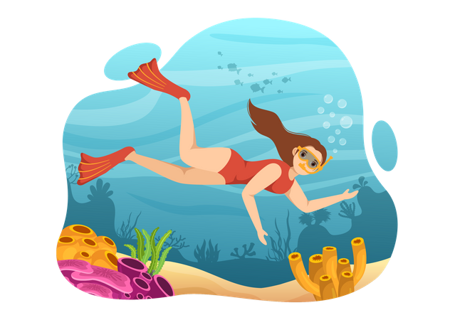 Female scuba diver  Illustration