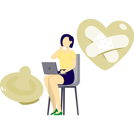 Female searching about condom  Illustration