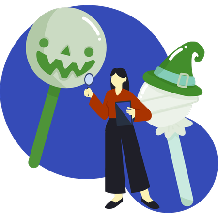 Female searching on pumpkin candy  Illustration