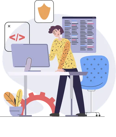 Female security developer  Illustration