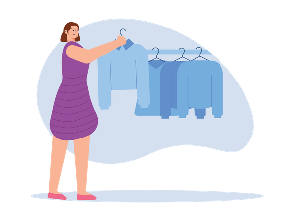 Female selecting cloth  Illustration