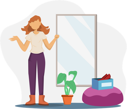 Female selecting clothes  Illustration