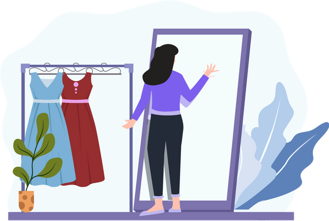 Female selecting dress  Illustration