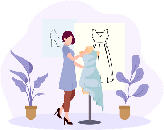 Female selecting dress  Illustration