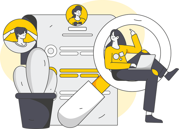 Female selecting employee  Illustration