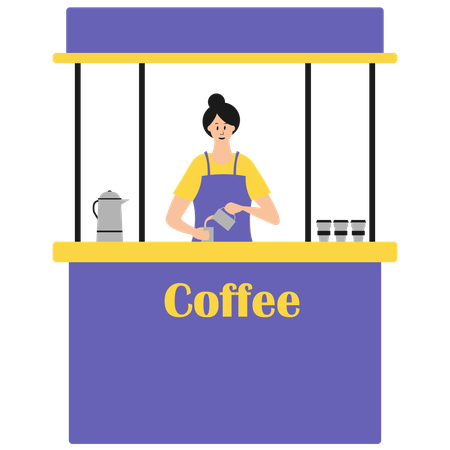 Female Selling Coffee  Illustration