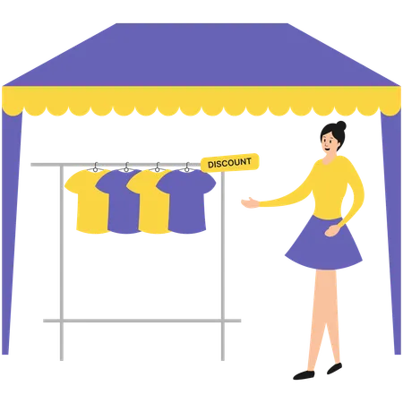 Female Selling T-shirt  Illustration