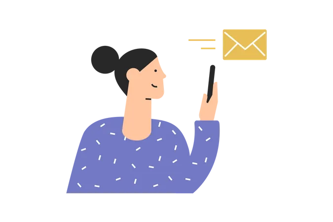 Female sending message  Illustration