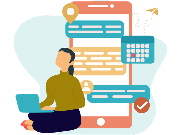 Female sending Messages  Illustration