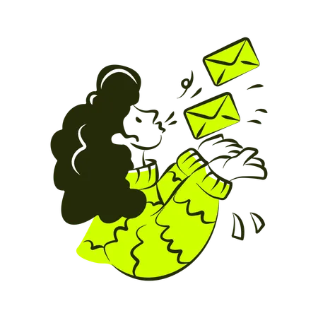 プロモーションメールを送る女性  イラスト