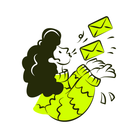 Female Sending Promotional Mailing  Illustration