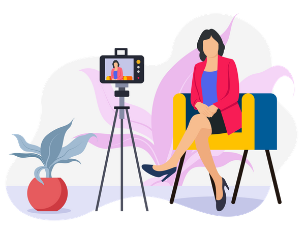 Female shooting video on her mobile  Illustration