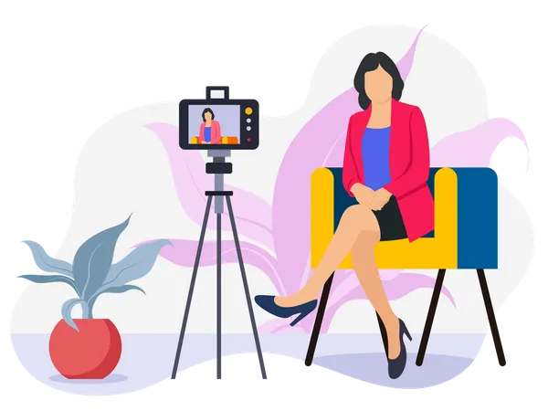 Female shooting video on her mobile  Illustration