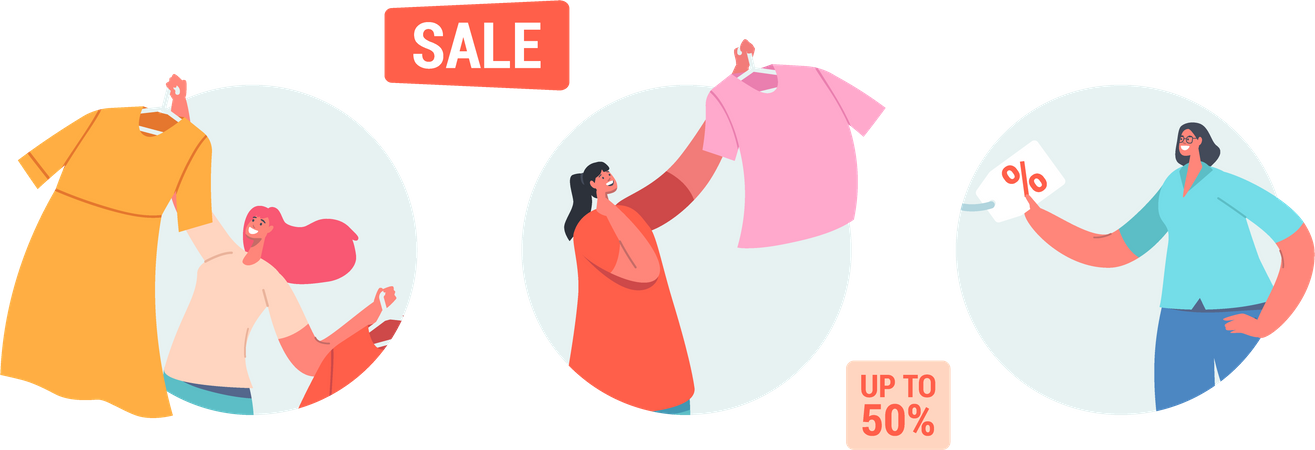 Female shopping at a sale Illustration