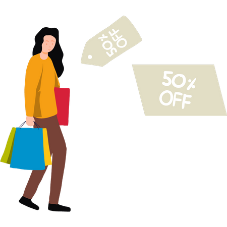 Female shopping during sale  Illustration