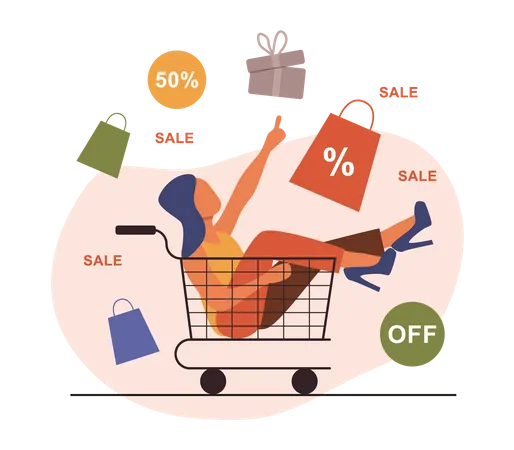 Female shopping during sale  Illustration