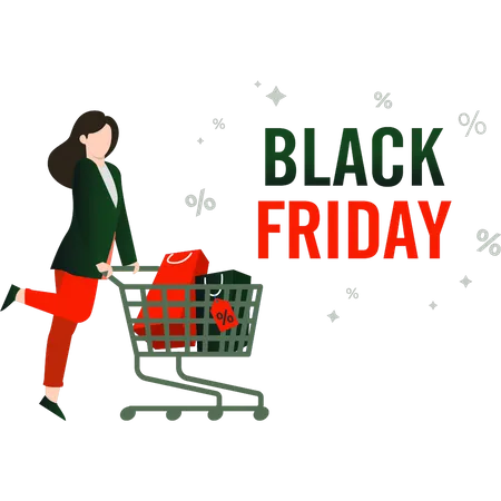 Female shopping on black friday Illustration