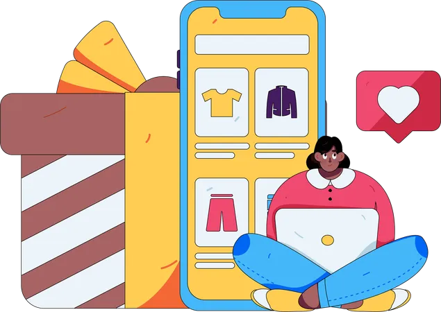 Female shopping online  Illustration