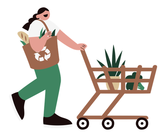 Female shopping with eco friendly bag  Illustration