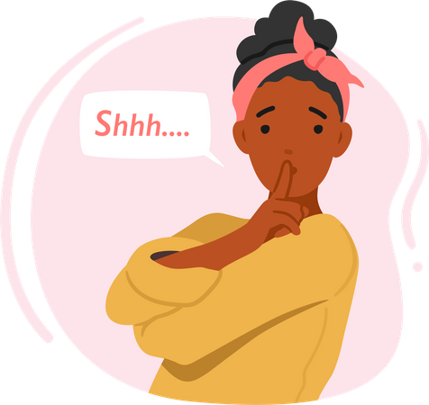 Female Showcasing Gesture Of Silence  Illustration