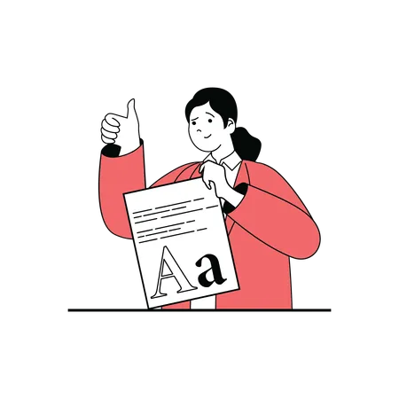 Female showing approval sign for the web page  Illustration