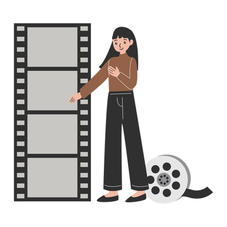 Female showing film reel Actress  Illustration