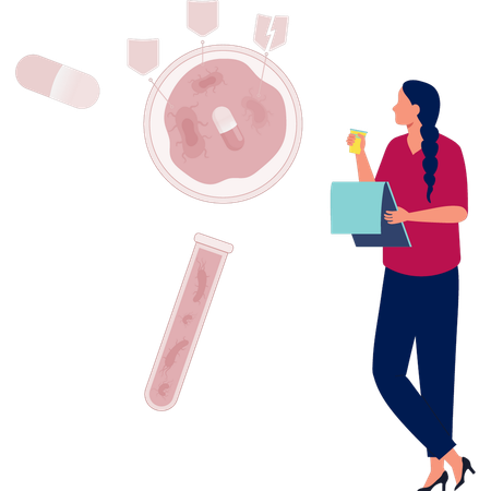 Female showing medicines  Illustration