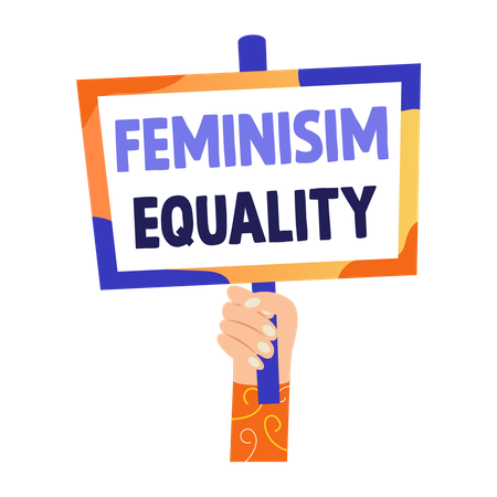 Female showing protesting sign  Illustration