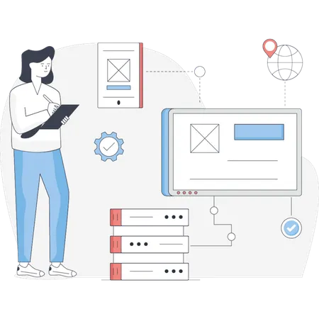 Female  showing responsive design  Illustration