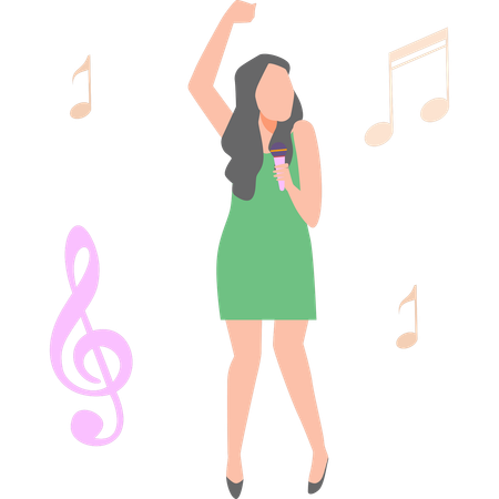 Female singer is singing a song  Illustration