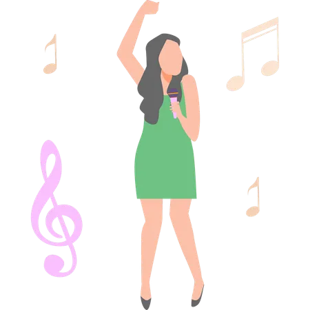 Female singer is singing a song  Illustration