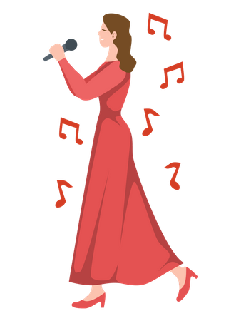Female singer singing Illustration