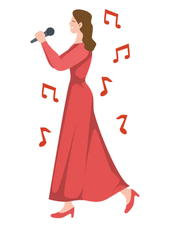Set Of Young Beautiful Woman Singer With Musicial Equipment In Cartoon Character Vector Illustration Illustration