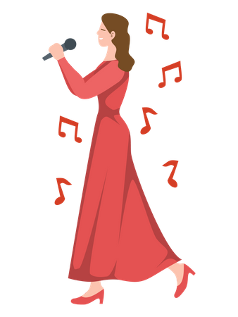 Female singer singing  Illustration