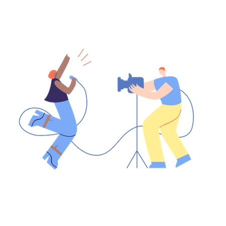 Female singer singing in live concert  Illustration