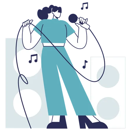 Female singer singing song  Illustration