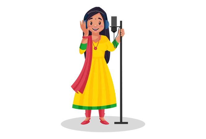 Female singer singing song  Illustration