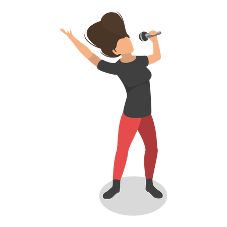 Female singer singing song on stage  Illustration